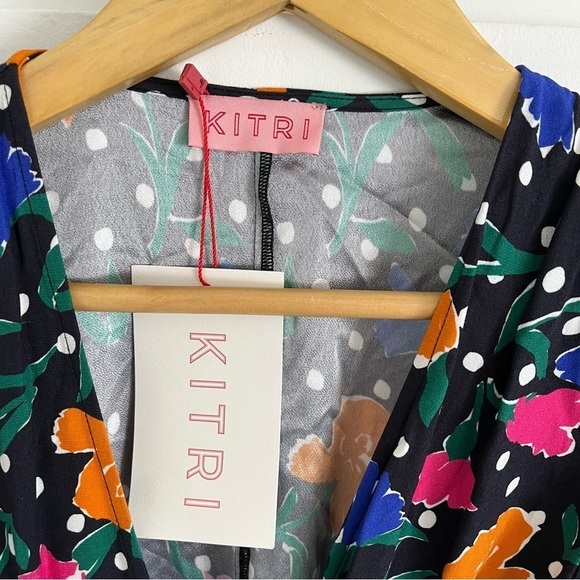 KITRI Stephanie Floral Polka Dot Wrap Midi Dress - Picture 8 of 11